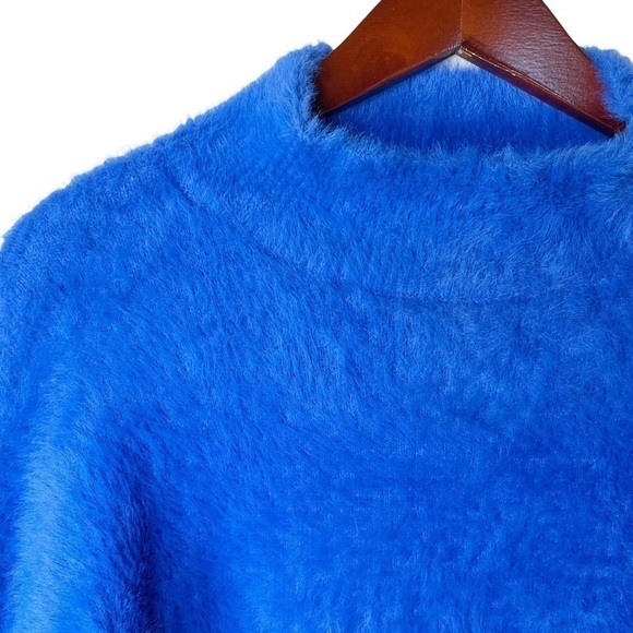 FOR THE REPUBLIC COBALT Blue Fuzzy Mock Neck Sweater Size Small - Picture 7 of 14